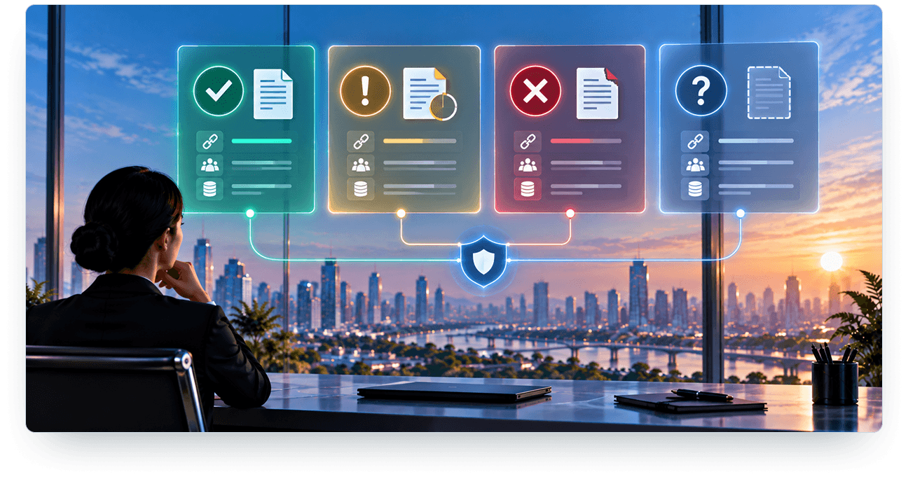 Coverage never travels without its source and reviewer status cards
