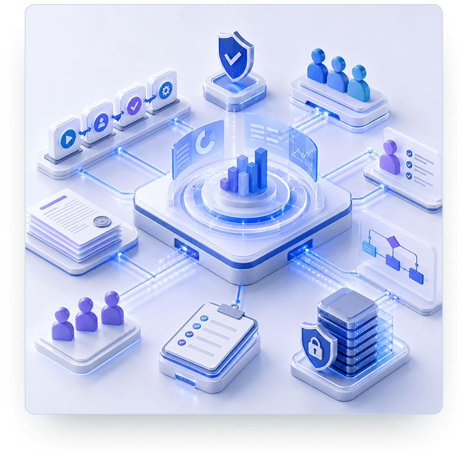 Governed business operations 3D isometric overview