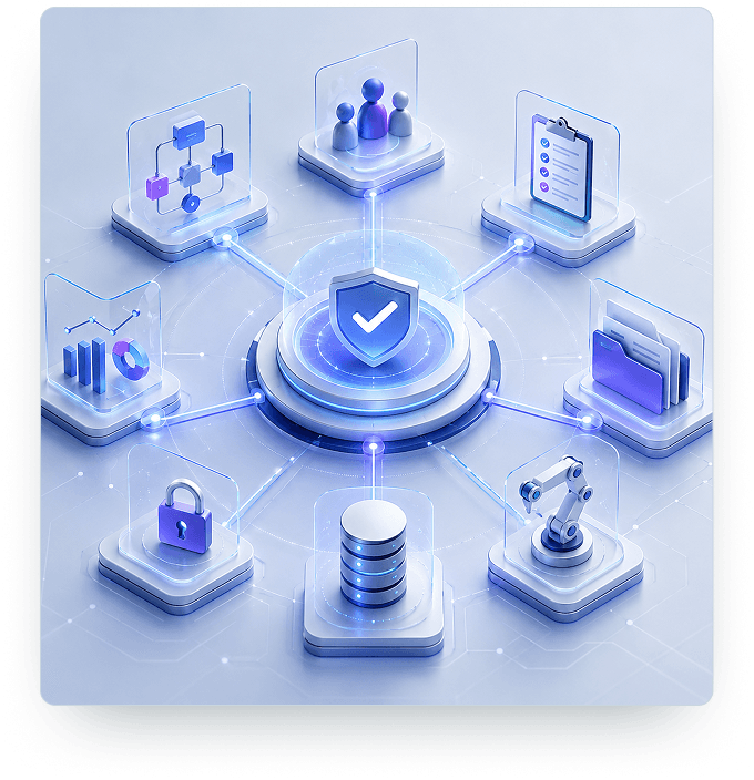 Core modules governed architecture hub illustration