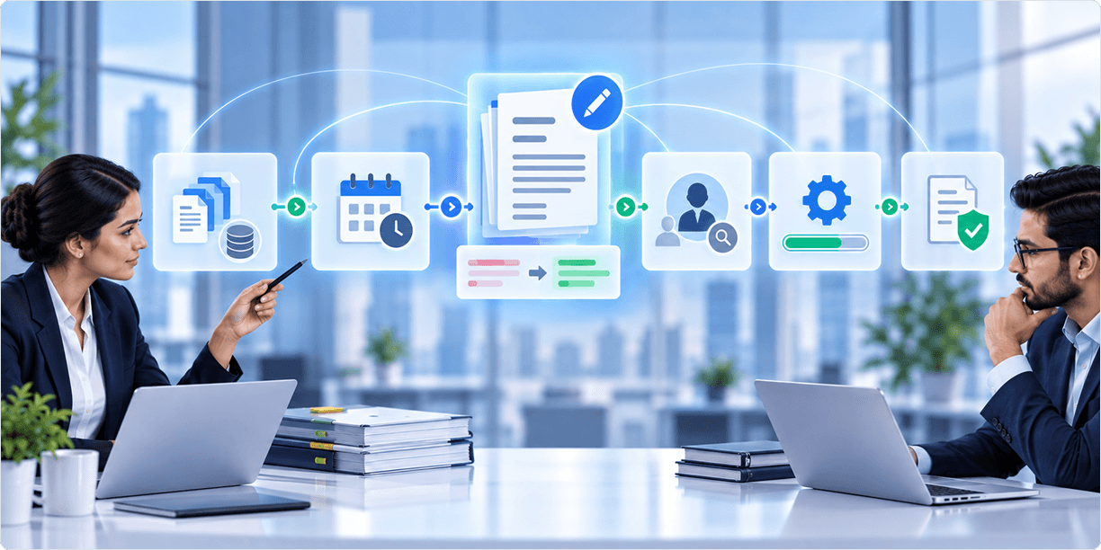 A detected change implements nothing on its own - workflow diagram