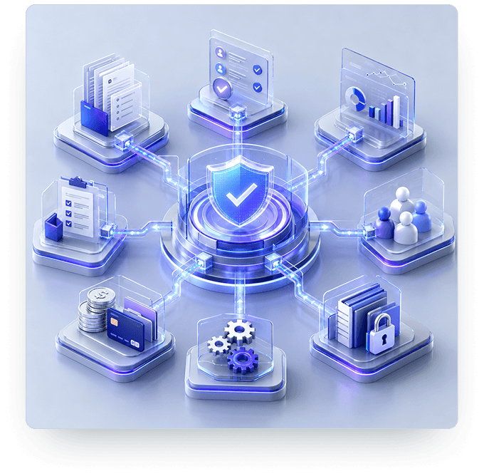 Governance platform operational controls hub illustration