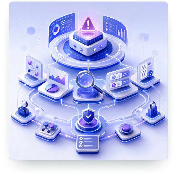 Operating intelligence central hub and diagnostic controls illustration