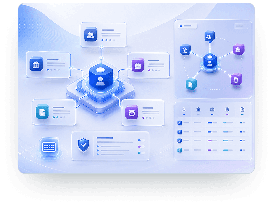 Business context, nodes and lineage topology view