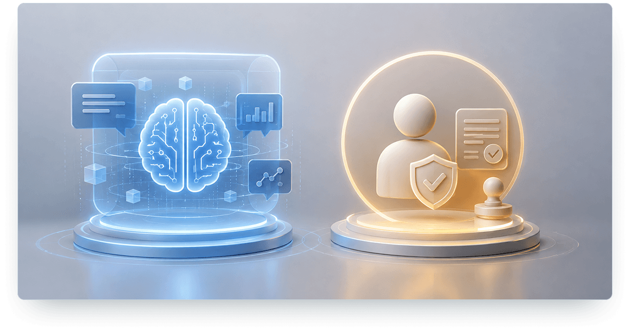 AI-assisted event alongside human decision provenance illustration