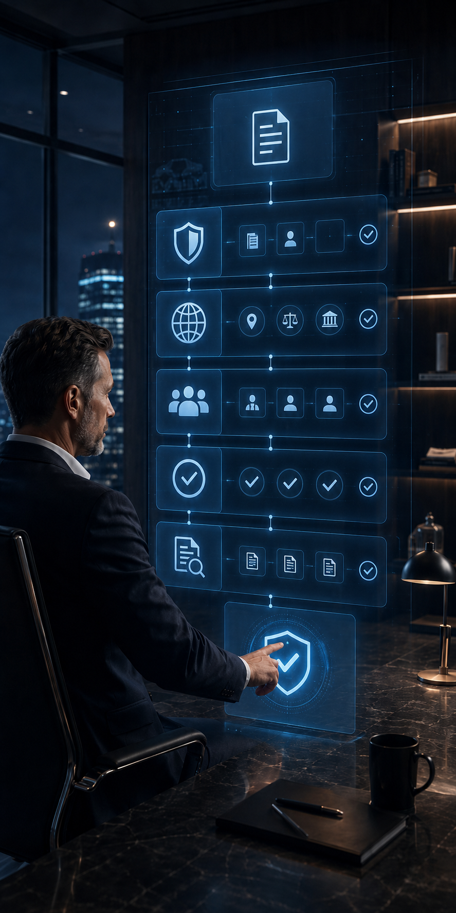 Governance Control Plane interface displaying automated approval workflows and verification layers